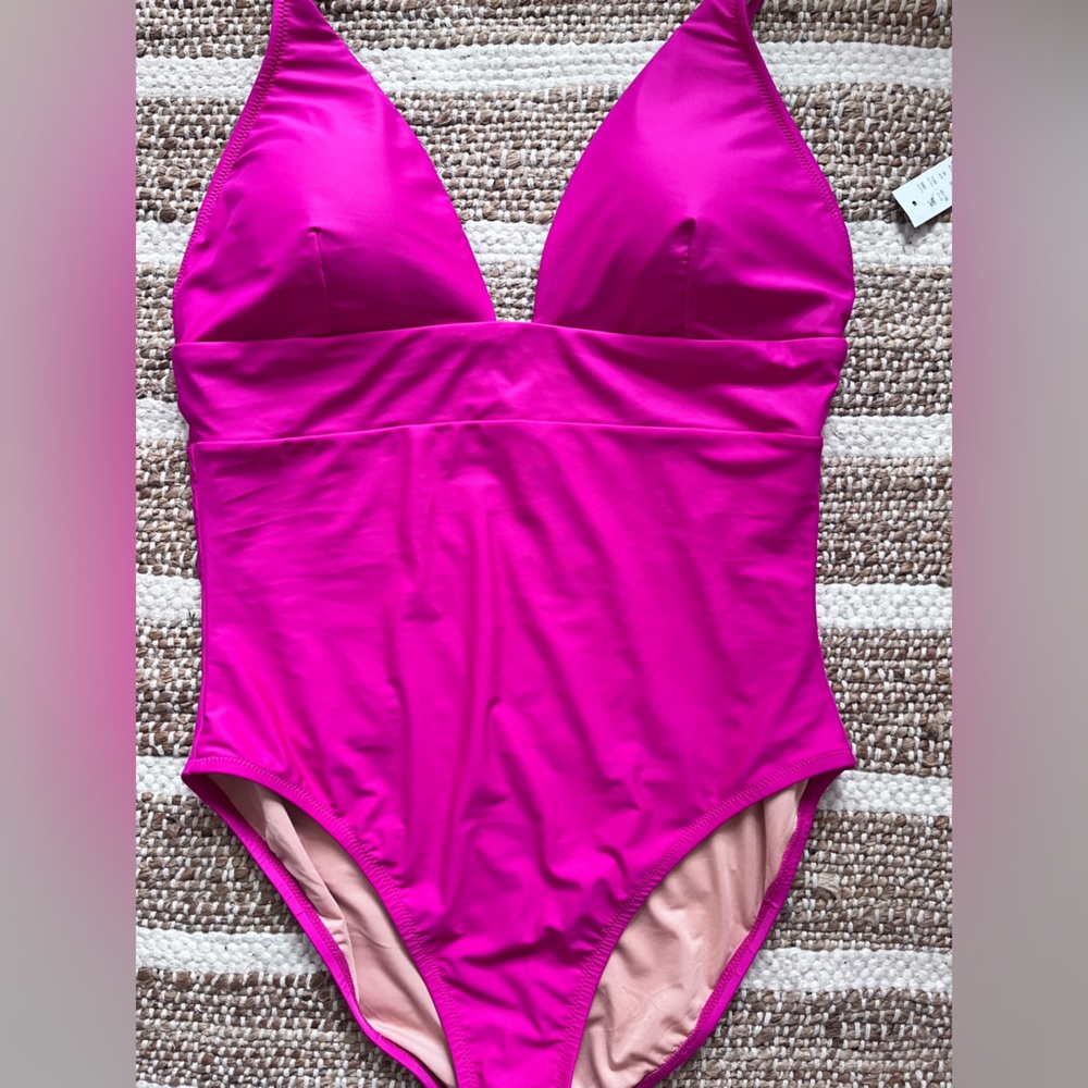 New with tags! J. Crew Vibrant Hot Pink/Fuschia One Piece Swimsuit Size 16